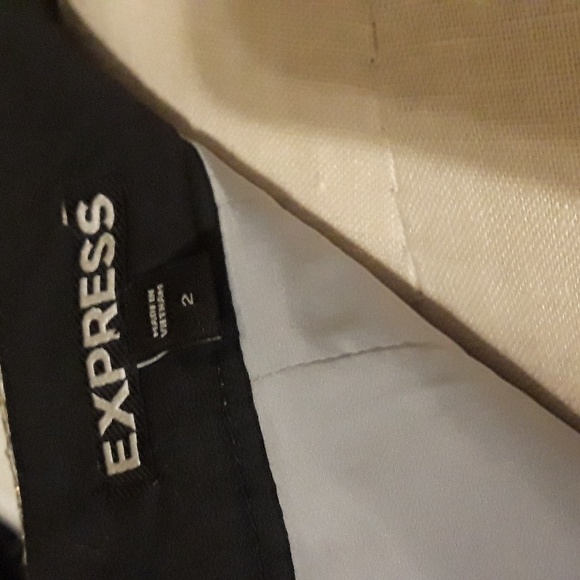 Express Vtg Metallic Silver Leopard print 2-tier Mini Skirt, lined sz 2 shiny - Picture 9 of 9